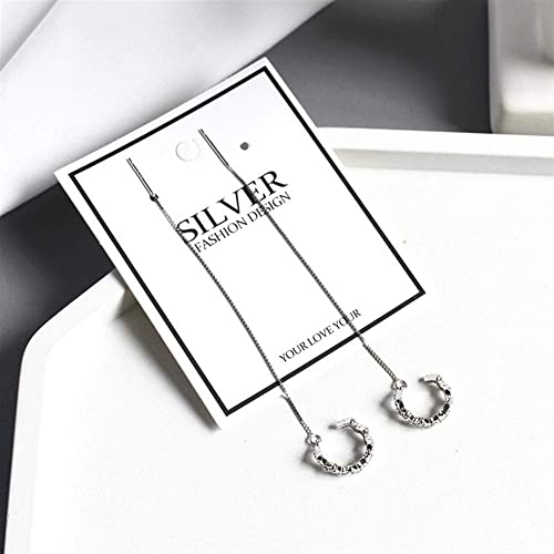 Bijoux d'oreille anti-allergie en argent 925 à pompon ondulé - 2