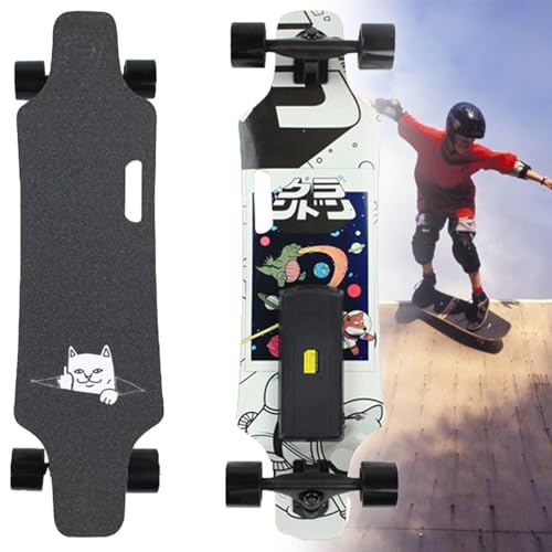 Atwynd Elektrisches Longboard mit Fernbedienung, maximale Geschwindigkeit von 25 km/h mit einer Reichweite von 15 km, für Erwachsene, Anfänger und Jugendliche, maximale Tragkraft von 90 kg D