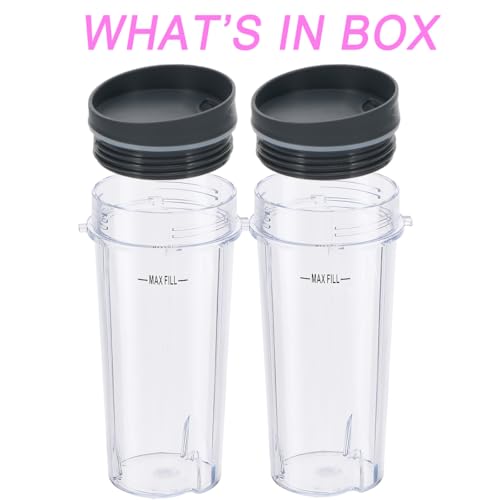 ABTER Reemplazo 16 oz Nutri Ninja licuadora taza con tapas para batidora Nutri Ninja Professional Blender BL770 BL780 BL660 (2 unidades)