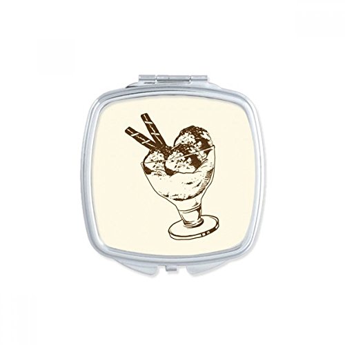 DIYthinker Brown Chocolate Bar Ice Cream Verre Boule carrée Miroir de Maquillage Compact Portable Mignon Miroirs de Poche à la Main Cadeau Multicolore