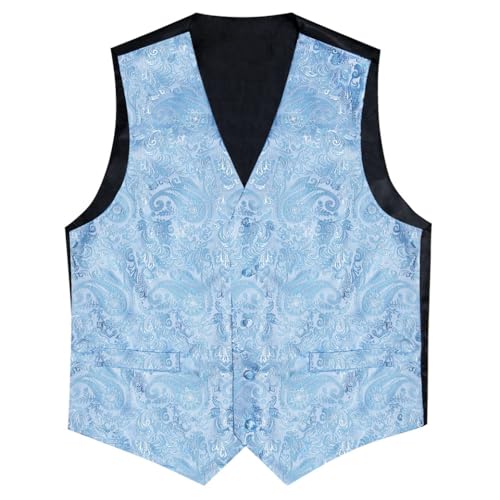 Men's Paisley Patterned Silk Vest Set with Matching Tie Hanky and Cufflinks for Formal4