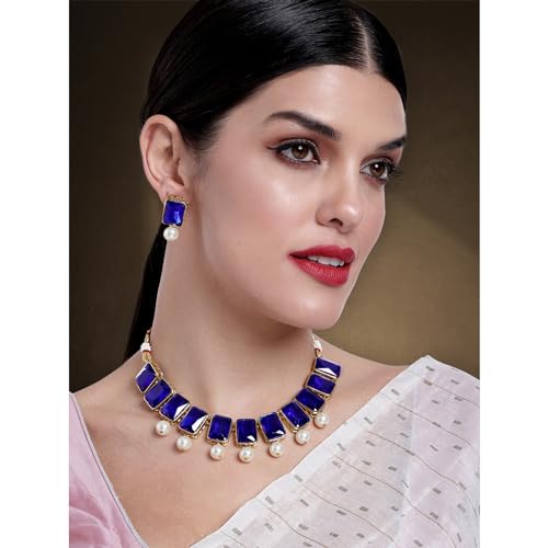 Image of Peora Traditional Crystal Necklace & Jewellery Set Gift for Women