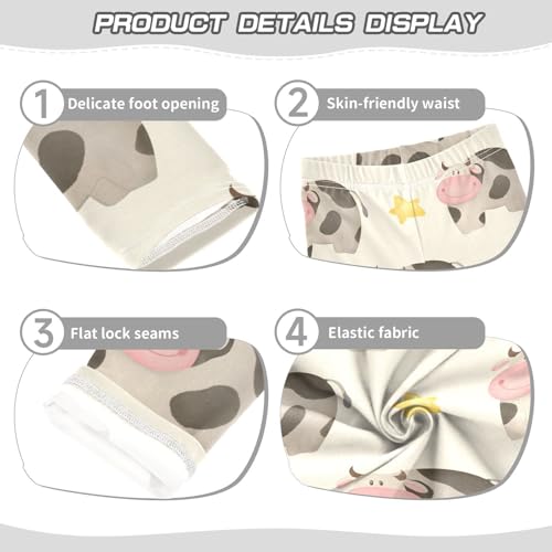 Cow Star Girls Leggings,Workout Leggings for Girls Toddler Athletic Legging Size for 3-10T3