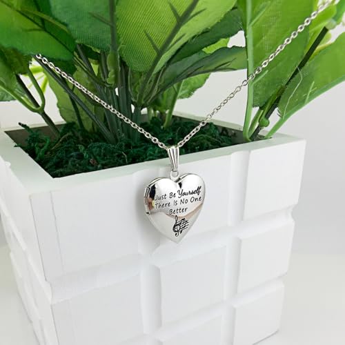 Image of Love Heart Locket Necklace That Holds Pictures Stitch-Shape Necklace Stuff Gifts Ohana Photo Lockets Necklace