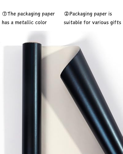 Mattglanz Geschenkpapier,Mattes Geschenkpapier Metallisch Geschenkpapierrolle für Weihnachten, Geburtstage, Ostern und alle festlichen Anlässe (Schwarz, 43cm*3m)