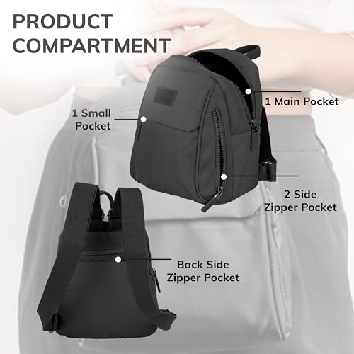 Image of Storite Mini Bag for Women 4L| Lightweight Nylon Travel Bag with Multiple Pockets | Casual Work Office Backpack for Girls & Ladies
