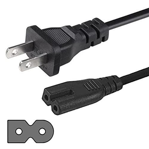 Satellitesale 18Awg 2-Prong To Square/Round Connector Ac Universal Replacement Power Cable Universal Wire Pvc Black Cord 6 Feet #TOP11
