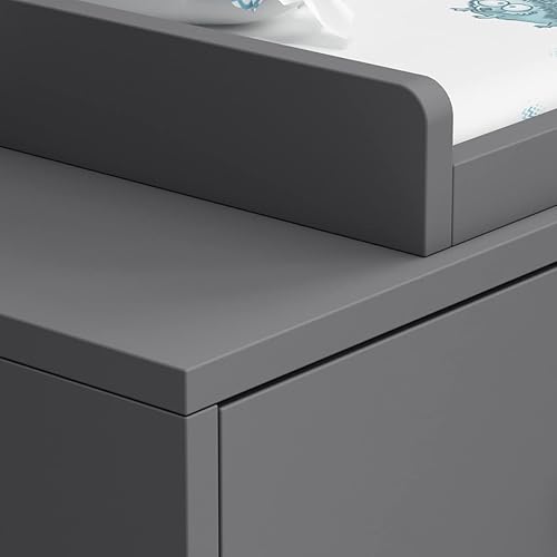Miniatura 7 de AIEGLE Cómoda para bebé con 6 cajones y cambiador, cómoda para dormitorio de niños, organizador de almacenamiento de madera en gris (45.1 pulgadas