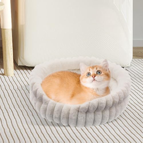 Panier pour chat rond doudoune et lavable en machine pour le couchage d'hiver - 8