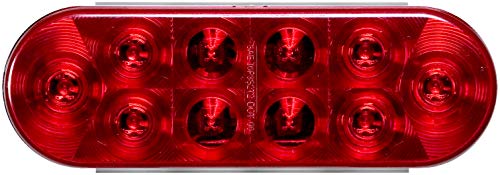 Optronics 6" Oval Grommet Mount 10 Super Diode Led Light, Red, Stop/Turn/Tail, Heavy Duty Water Proof #TOP1