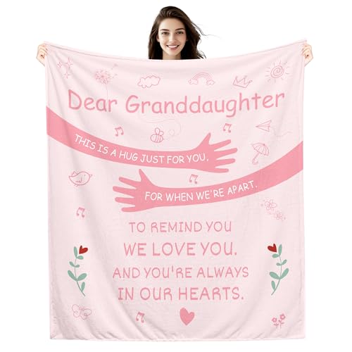 Dear Granddaughter This is a hug just for you for when were apart To remind you we love you And youre always in our hearts Granddaughters Throw Blanket Gift from Grandparents for Birthday Christmas