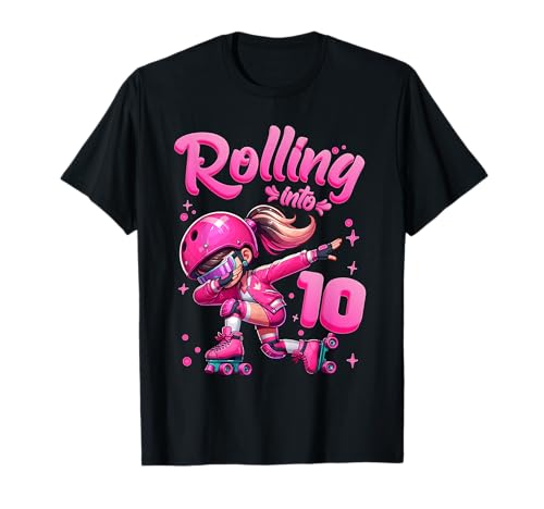 Roller Skating Girl Birthday Kids 10th Birthday Party tee Maglietta