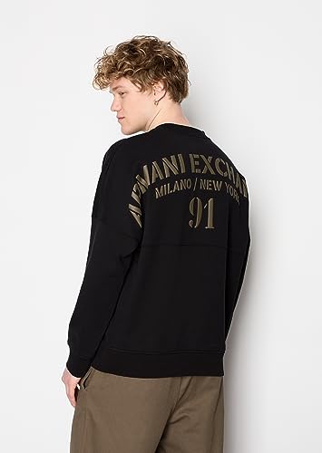 Armani Exchange Men's Cotton French Terry Utility Logo Drop Shoulder Pullover Sweatshirt4