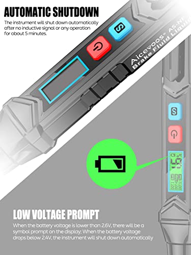 Aicevoos NF Bremsflüssigkeitstester Stift, Bremsflüssigkeit Diagnosetest Werkzeug mit LCD-Bildschirm Akustischer Alarm für DOT3 DOT4 DOT-5.1 Bremsflüssigkeit Tester