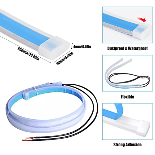 Car Headlight Led Strip, Tekshinny 2Pcs 24 Inches Flexible Car Led Strip Lights Red Turn Signal Yellow Tail Brake Light Sepuential Switchback Daytime Running Strip #TOP2