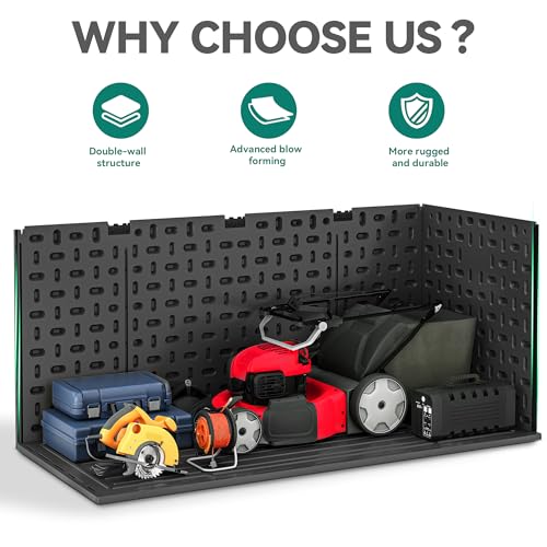 YITAHOME 260 Gallon Double-Wall Deck Box with Divider & Side Handles, Outdoor Large Storage for Patio Furniture Cushions, Garden Pool Accessories, Water Resistant & Lockable