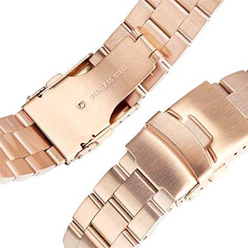 Bracelet de montre or rose en métal massif de qualité supérieure avec boucle déployante - 4