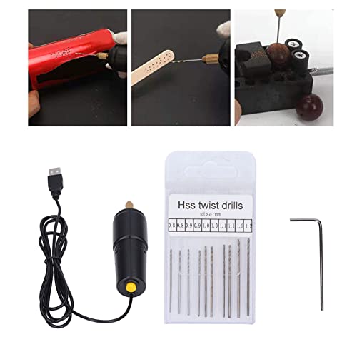 Mini kit de furadeira elétrica USB portátil com 10 peças de brocas para perfuração de joias de resin