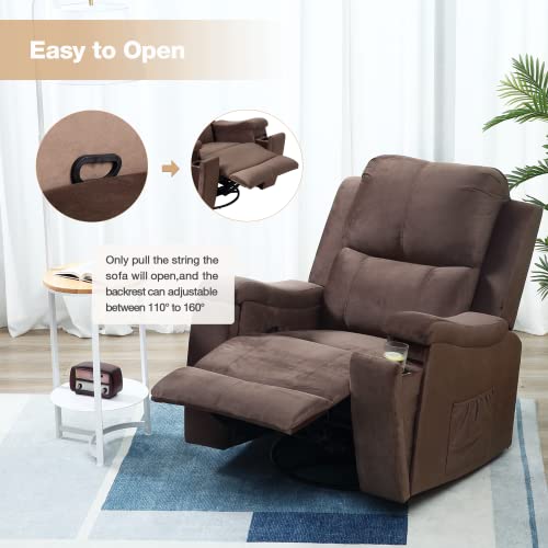 GYUTEI Massage Recliner Chair Hidden Cup Holder with Rocker Recliner