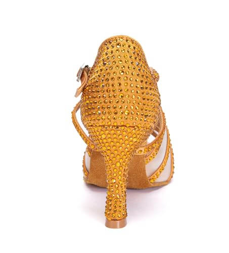 Minishion Womens Rhinestones Dancing Sandals Elegant Mesh Wedding Prom Shoes3