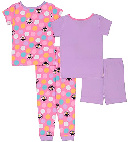 Sesame Street Girls' Snug Fit Cotton Pajamas, E Is For Elmo, Size 4T2