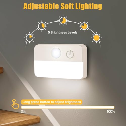 Image of Guankai 8 Pack Motion Sensor Stair Lights for Indoor, Wireless RGB Battery Operated Night Light, Activated Led Stick On Hallway Closet Under Cabinet Step Lamp for Bedroom Kitchen Bathroom