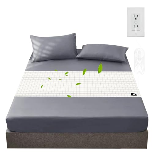 Image of Grounding Sheets,Grounding Bed Sheet for Sleeping 12% Silver Fiber,Flat Sheet 27x 52 inch with 15 Feet Grounding Cord (White, 27x52 inch /Crib)