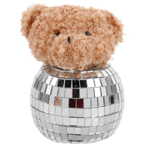 LUOZZY Reflective Disco Mirror Bear Doll Craft Glass Disco Bear Ornament for Disco Themed Home Party Decorations (B)