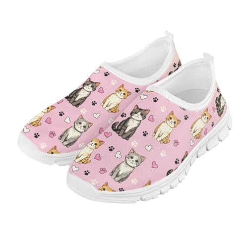 Cat Shoes for Girls Size 12.5 Pink Kids Slip On Shoes Sneakers Lightweight Pre-School Girls Gym Running Shoes Cute Shoes for Girls 10-124