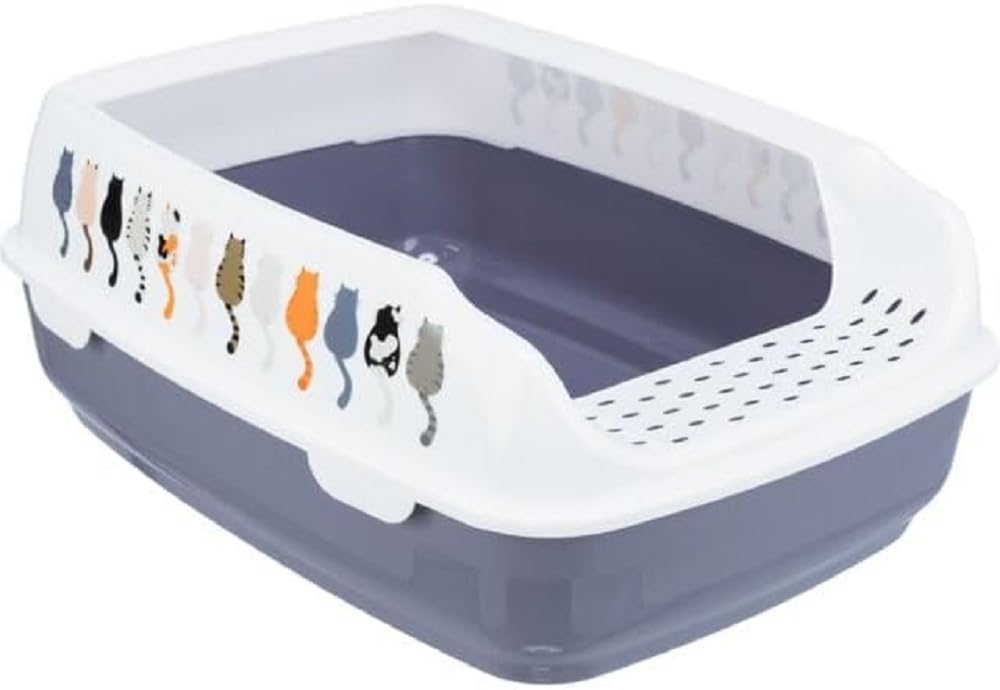 TRIXIE Litter tray Delio, With rim, bedruckt, 38 × 20 × 50 cm, purple/white