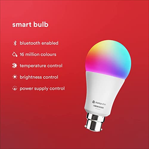 Image of zunpulse Bluetooth Enabled 9W Smart Bulb (B22 Base Type) (Pack of 2)
