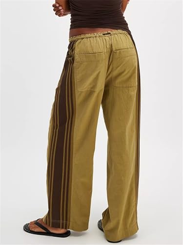 Side Striped Pants Women Drawstring Wide Leg Pants High Waisted Loose Slouchy Palazzo Sweatpants3