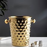 Z-LIANG Cubo de Hielo de Moda y Creativo Acero Inoxidable patrón de Martillo de Oro Cubo Hielo Hielo Vino Tinto Champagne Hielo Vino Barril (Color : Navy Blue)