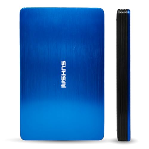 SUHSAI Disco Duro Externo de 500 GB USB 3.0, Portátil, 2,5 Pulgadas, Compatible con Ordenador, Portátil, Smartphone y Consola de Juegos, Azul, 230 Gramos