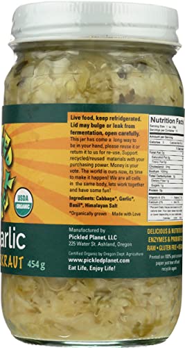 Pickled Planet Organic Basil Garlic Sauerkraut, 16 Oz #TOP6