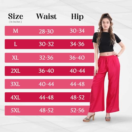 Image of TRASA Women's and Girls Cotton Reyon Regular Fit Palazzo Pants - Available Size - L, XL, 2XL, 3XL