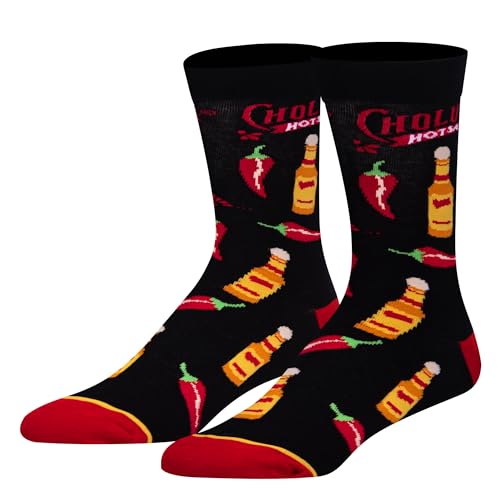 Cool Socks - Cholula Nothing Too Spicy Hot Sauce Crew Socks, Size Large
