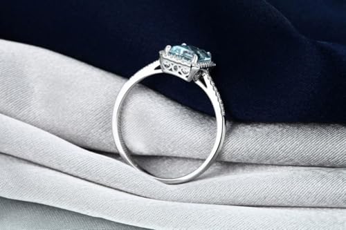Aquamarine Ring Sterling Silver Aquamarine Ring for Women Moissanite Engagement Rings Keepsake Ring for Women4