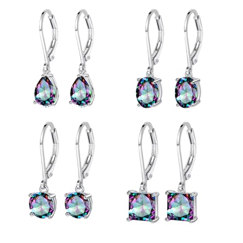 Opal Leverback Earrings for Women 18K White/Yellow/Rose Gold Plated Gemstone Dangle Ear Hypopallergenic Jewelry Gifts