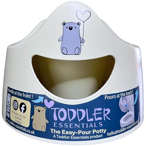 Toddler Essentials Easy Pour Potty - White | Portable Potty Training Toilet Seat for Toddlers | Hygienic, Easy to Clean, and Travel-Friendly Cover