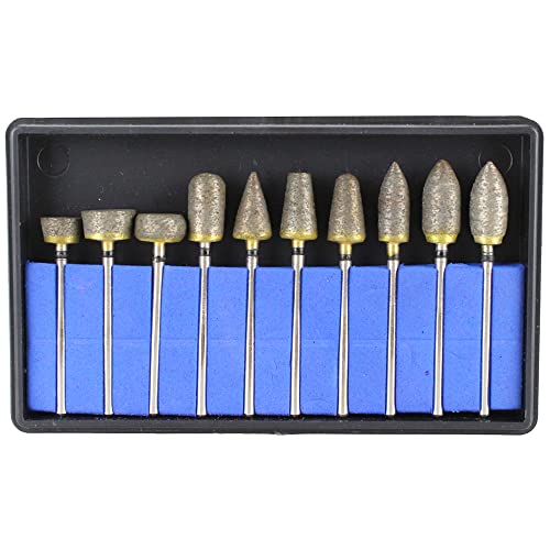 Airgoesin 10pcs Fast-Trimming Sintered Diamond Burs Set Grinding Bits