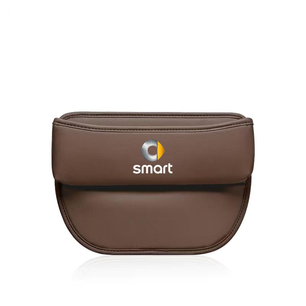 NICKAL Autositz Gap Aufbewahrungsbox, für Smart Fortwo 451 450 453 EQ Forfour Forjeremy Pu-Leder Auto Seat Gap Seitentaschen Organizer Aufbewahren von Autoartikeln Zubehör,Brown Style