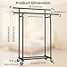 HYSEYY Double Rods Clothes Rack, Rolling Clothing Rack for Hanging Clothes Portable Wardrobe Rack, Metal Garment Rack Sturdy Coat Rack for Bedroom Laundry Living Room, Black