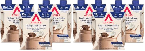 Image of Atkins Creamy Chocolate Coconut Protein Shake,15g Protein,2g Net Carbs,1g Sugar,Keto Friendly,(Pack of 24)