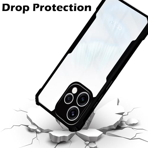 Image of Amazon Brand - Solimo Clear Back Cover Case for Oppo Reno 15 5G | 360 Degree Protection | Transparent Back Cover Case for Oppo Reno 15 5G (PC & TPU, Black Bumper)