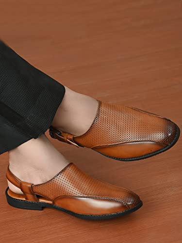 Image of FENTACIA Faux Leather Ethnic Sandals for Men