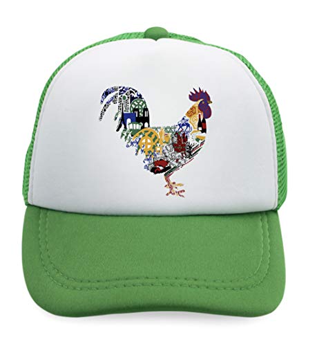 Custom Kids Trucker Hat Rooster in Ornament Animals Farm Boys Caps & Girls