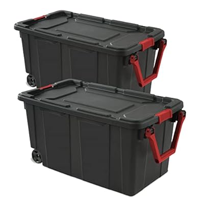 Storage Bins 40 Gallon Heavy-Duty Plastic Storage Bins, 2 Pack Container Totes with Durable Lid and Secure Latching Buckles, Stackable, Tough Storage Containers for Garage and Metal Rack Organizing