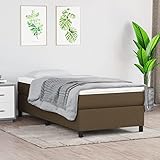 Camerina Boxspringbett mit Matratze, Lattenrost, Bettgestell, Schlafzimmer, Möbel, Polsterbett, Stoff, dunkelbraun, 90 x 200 cm