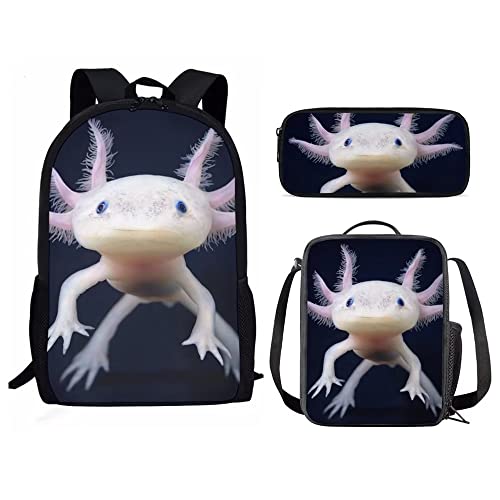 Sac à dos Axolotl fille cartable rose école primaire et trousse scolaire Amzbeauty